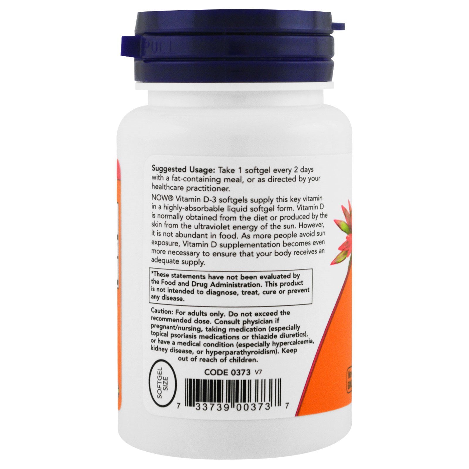 NOW Foods Vitamin D-3 softgels daily-use bottle for convenient supplementation