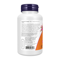 NOW Foods Vitamin E-400 Dry capsule close-up highlighting antioxidant protection