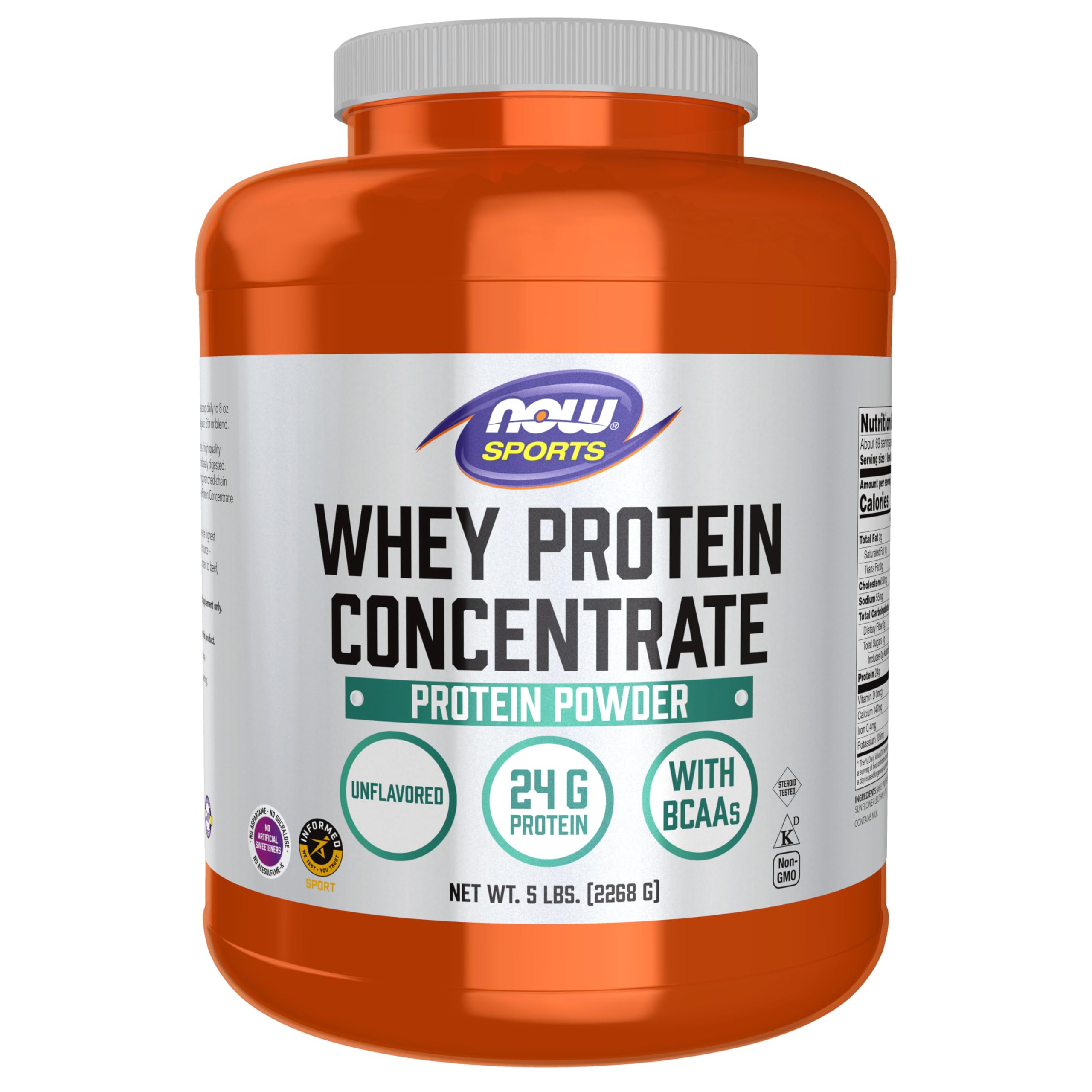 NOW Foods Whey Protein Concentrate 5 lb unflavored tub for versatile use