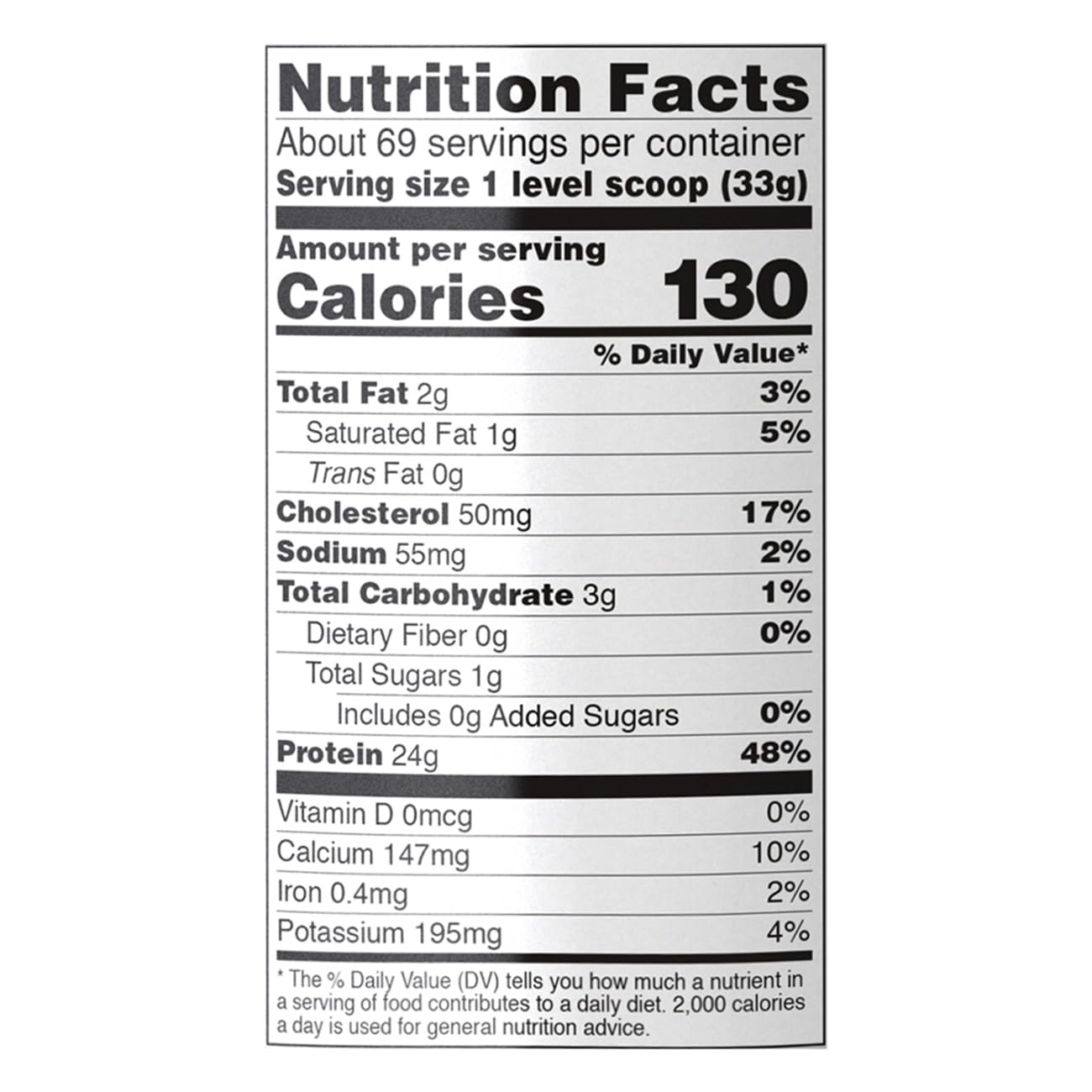 NOW Foods Whey Protein Concentrate nutrition facts close up