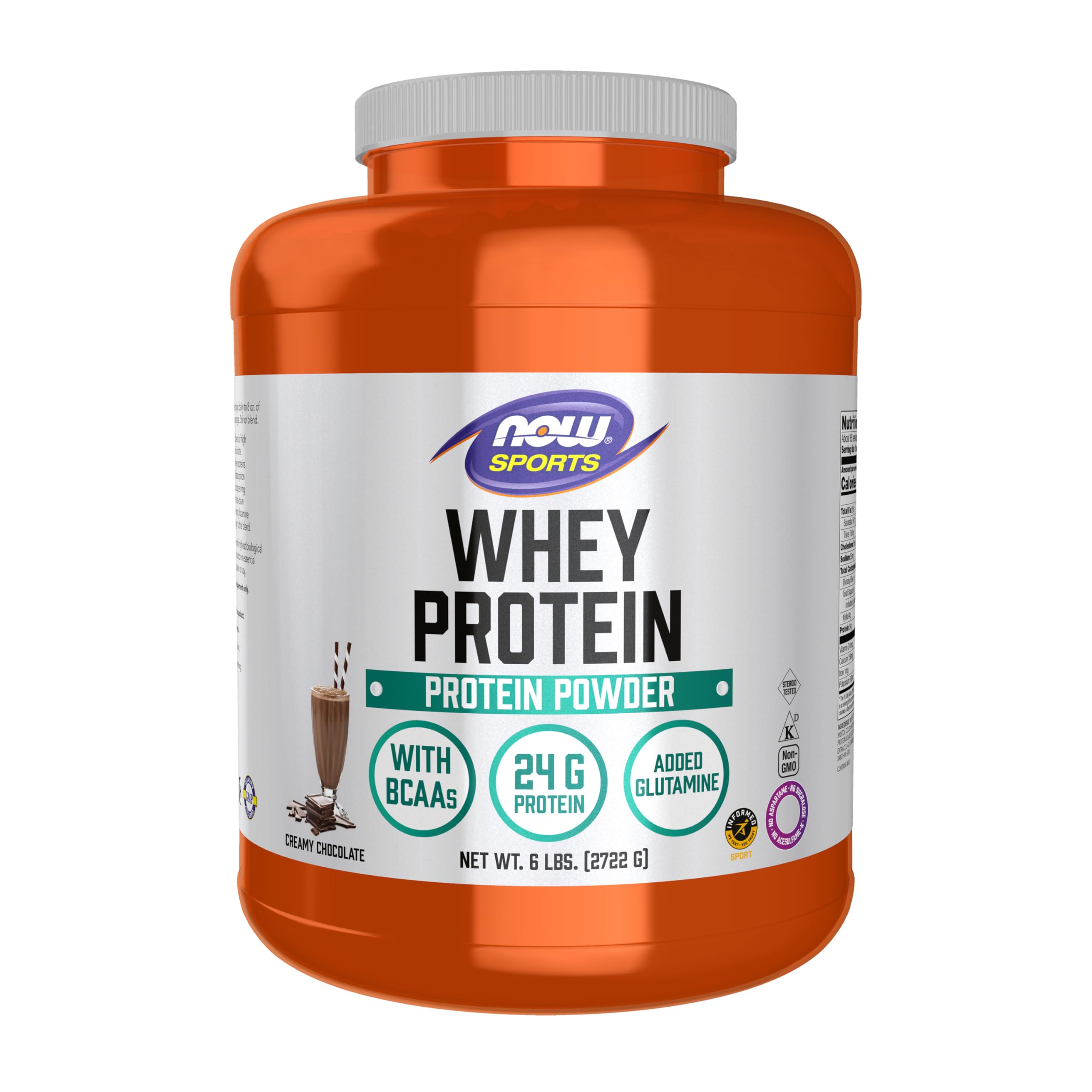 NOW Foods Whey Protein Creamy Chocolate powder jar for post-workout fuel