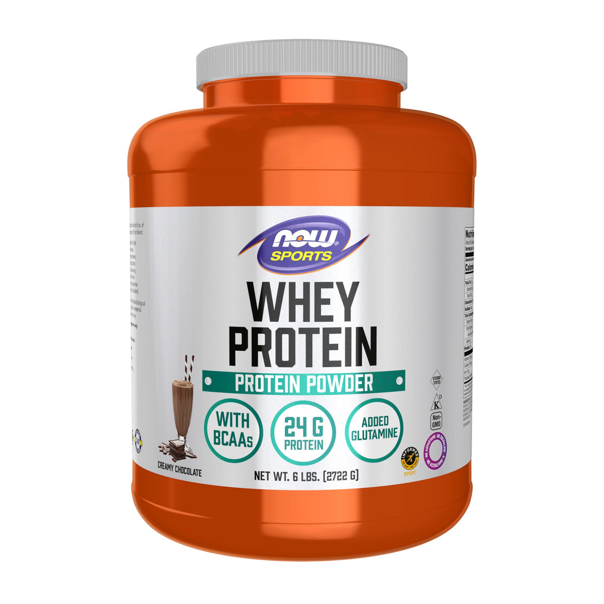 NOW Foods Whey Protein Creamy Chocolate powder jar for post-workout fuel