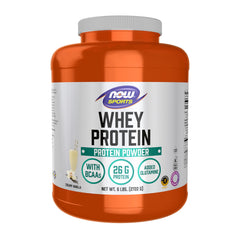NOW Foods Whey Protein Creamy Vanilla powder container supports active daily protein goals