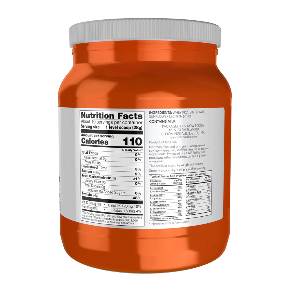 NOW Foods Whey Protein Isolate with BCAAs supports recovery through amino acids