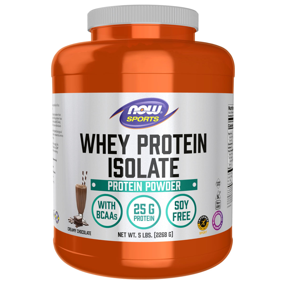 NOW Foods Whey Protein Isolate Dutch Chocolate powder for post-workout fueling