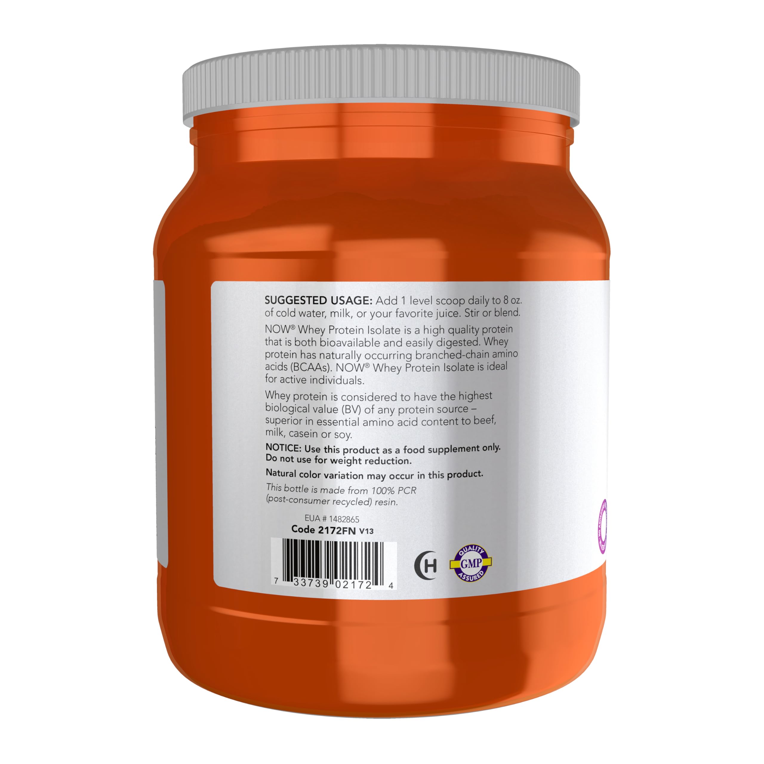 NOW Foods Whey Protein Isolate is poured into a shake for easy mixing