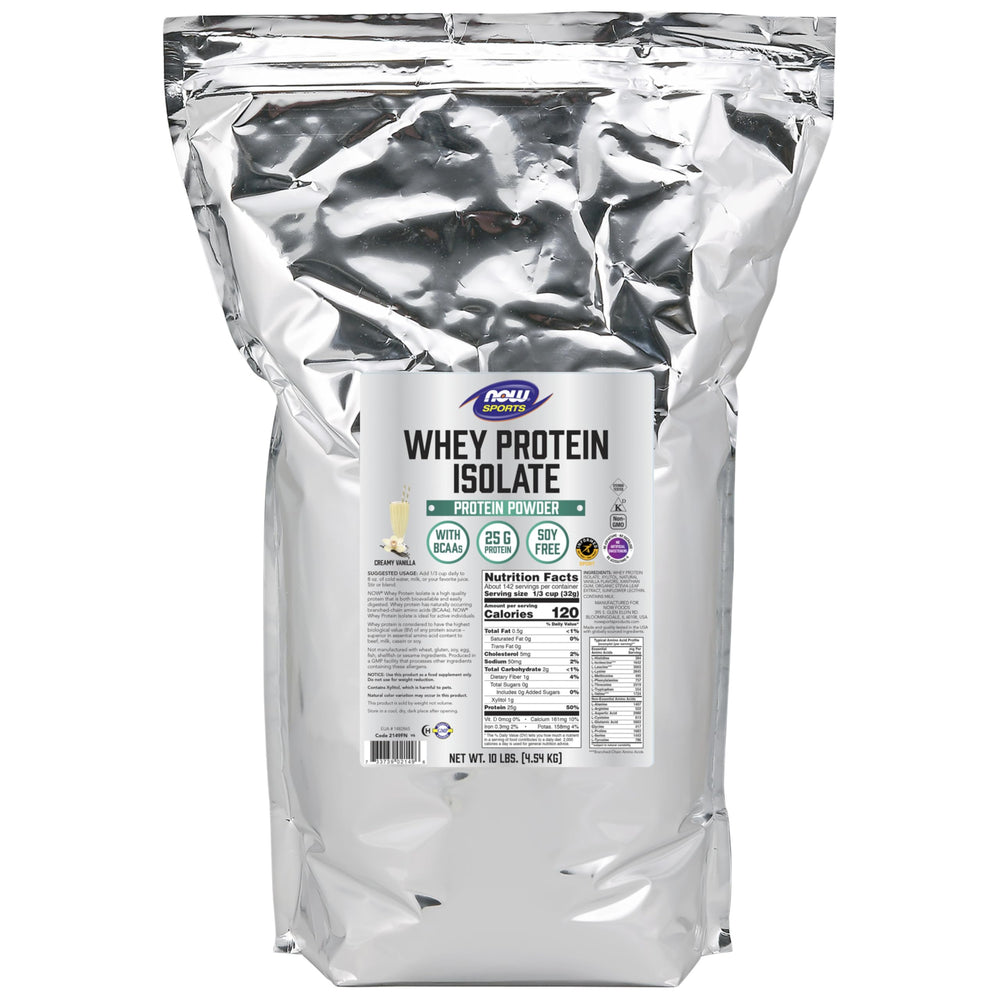 NOW Foods whey protein isolate vanilla serving scoop for measured intake