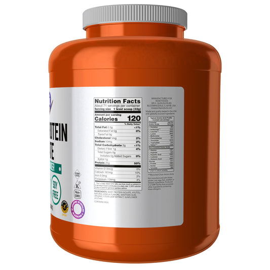 NOW Foods Whey Protein Isolate vanilla shaker ready for blending