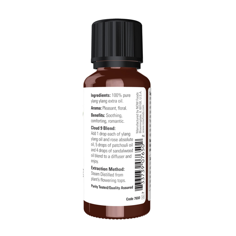 NOW Foods Ylang Ylang Extra oil diffuser scene for relaxing ambience.