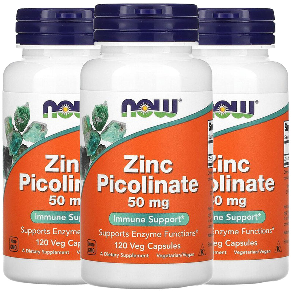 NOW Foods Zinc Picolinate 50 mg bottle front for daily mineral support.