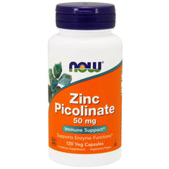 NOW Foods Zinc Picolinate capsules close-up for daily use.