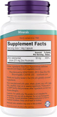 NOW Foods Zinc Picolinate 50 mg capsules close-up highlighting high potency
