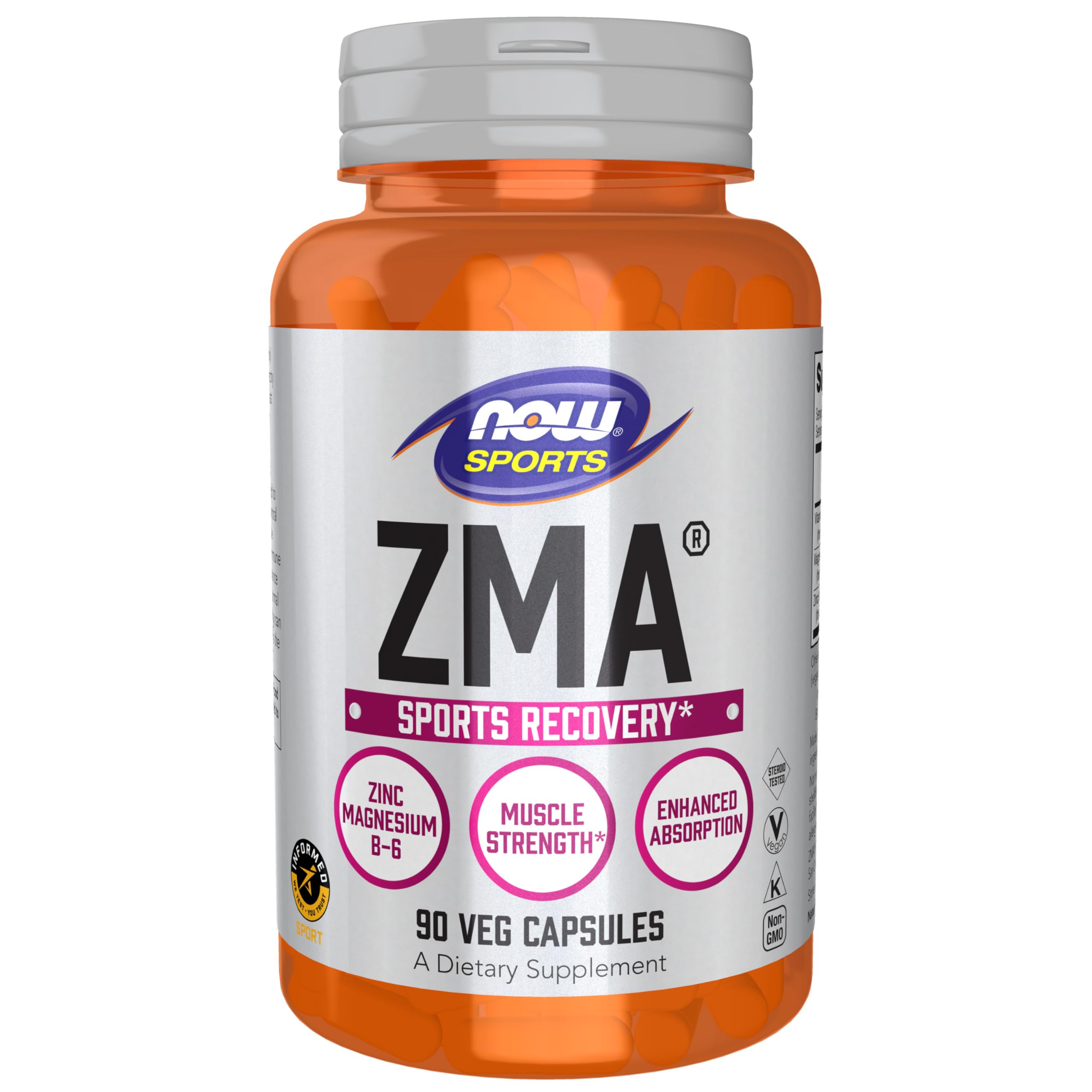 NOW Foods ZMA 90 Caps pack-2 bottle front view for sleep support and recovery.