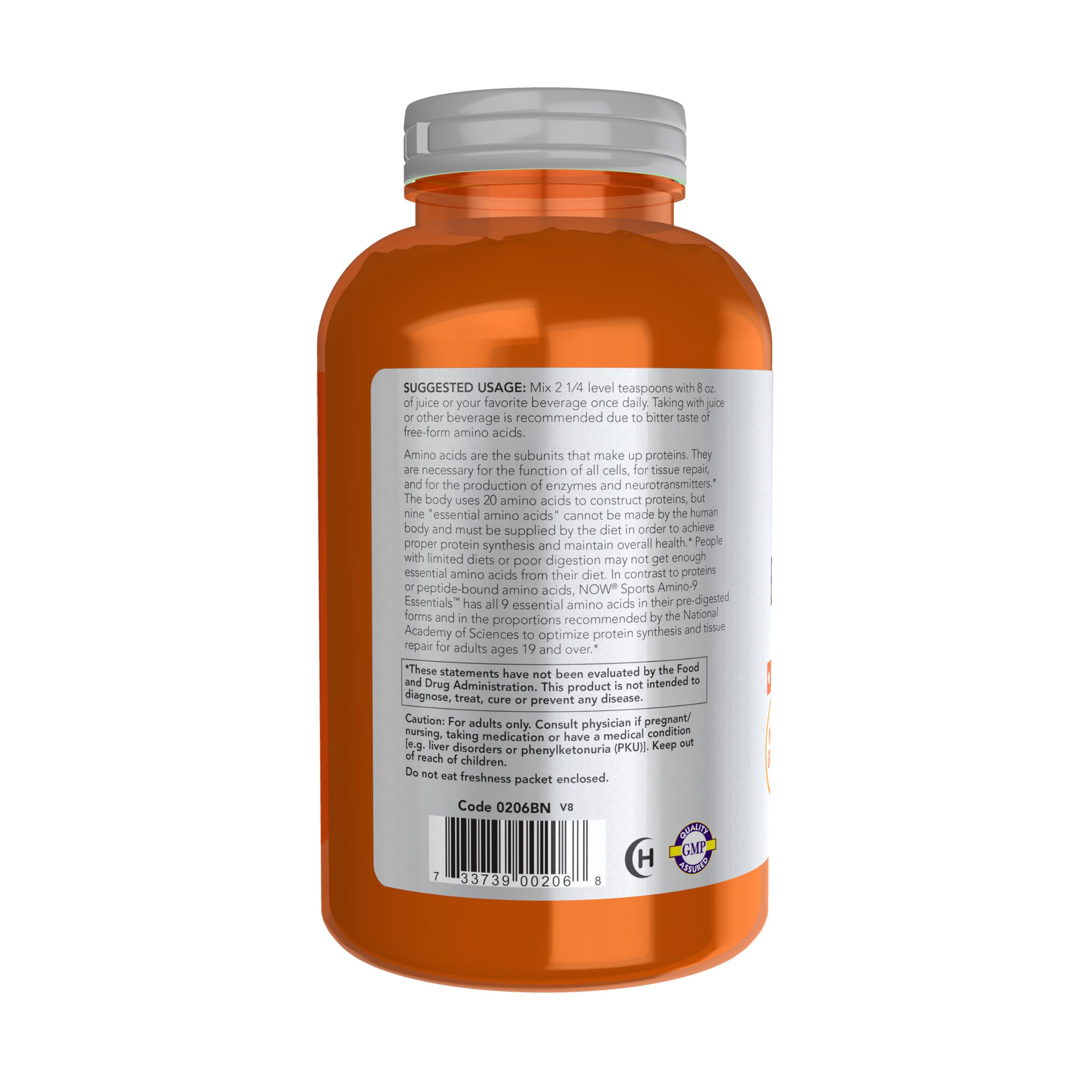 NOW Foods amino-9 essentials powder label shows all nine essential amino acids