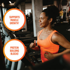 NOW Foods amino-9 essentials powder being poured for post-workout preparation