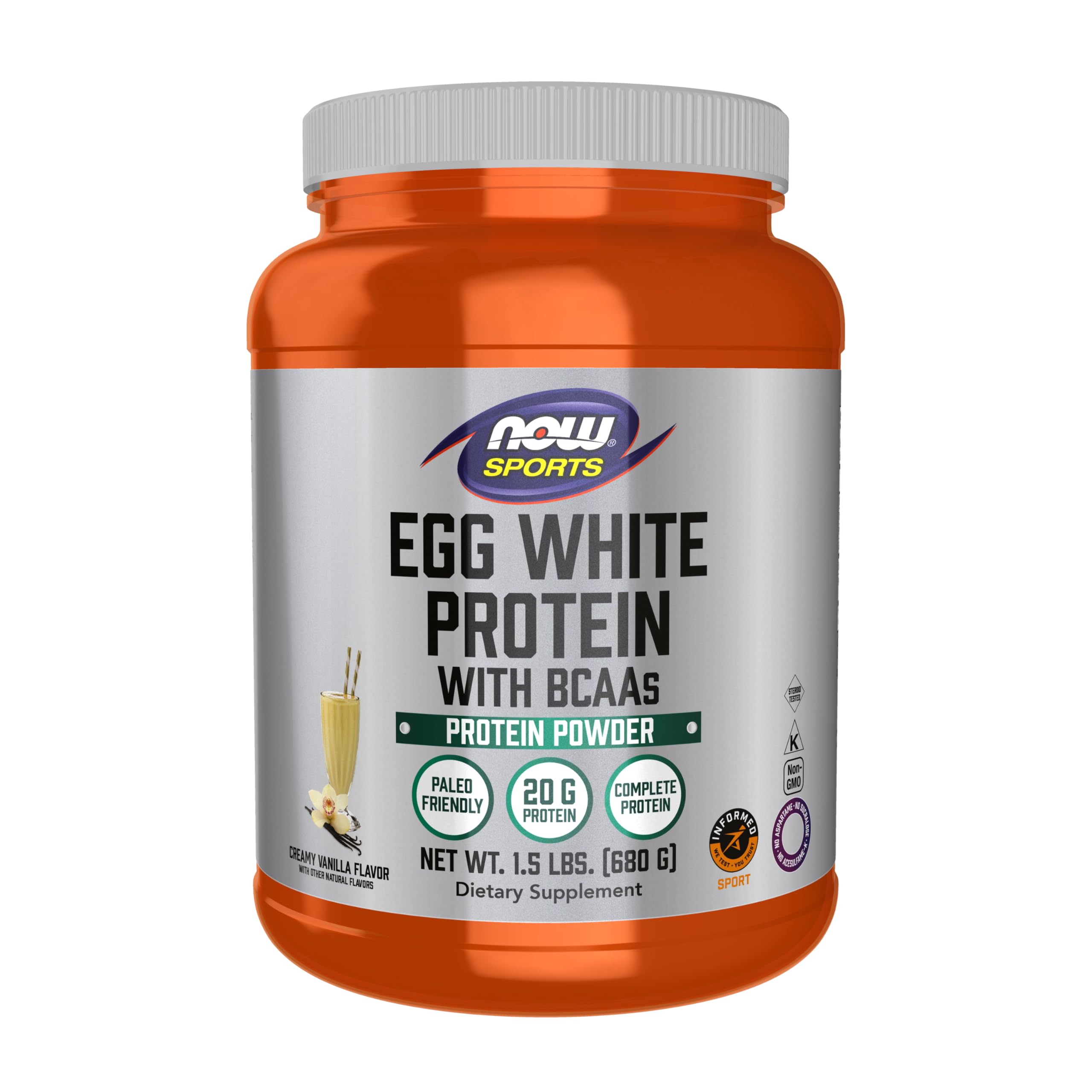 NOW Foods Egg White Protein powder in creamy vanilla for a smooth shake