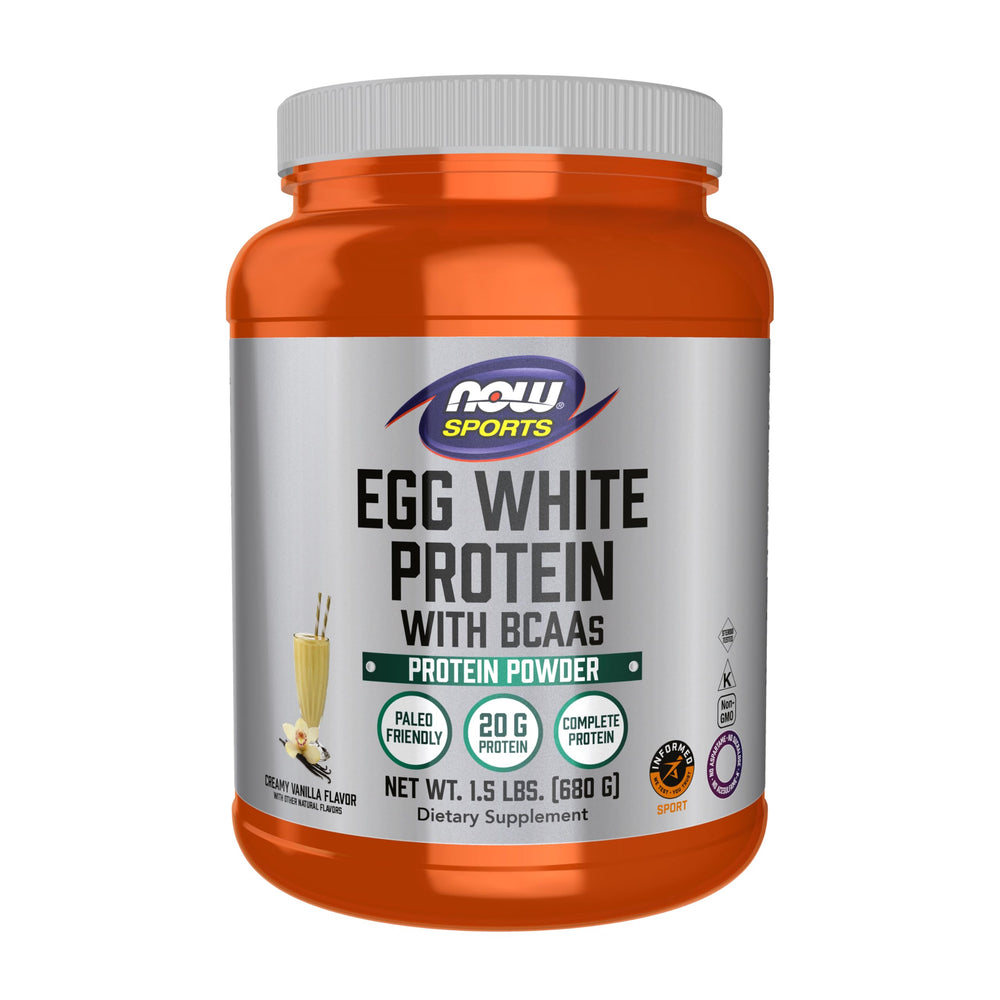 NOW Foods Egg White Protein powder in creamy vanilla for a smooth shake