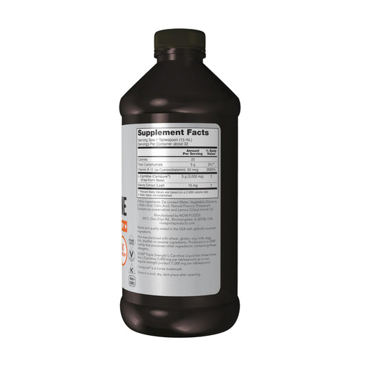 NOW Sports L-Carnitine Liquid pour showing easy mixing into water.