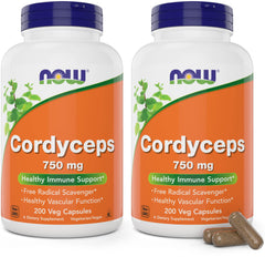 NOW Foods Cordyceps bottle front shows 750 mg per capsule