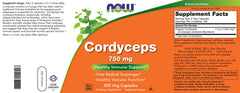 NOW Foods Cordyceps label close-up notes energizing and antioxidants