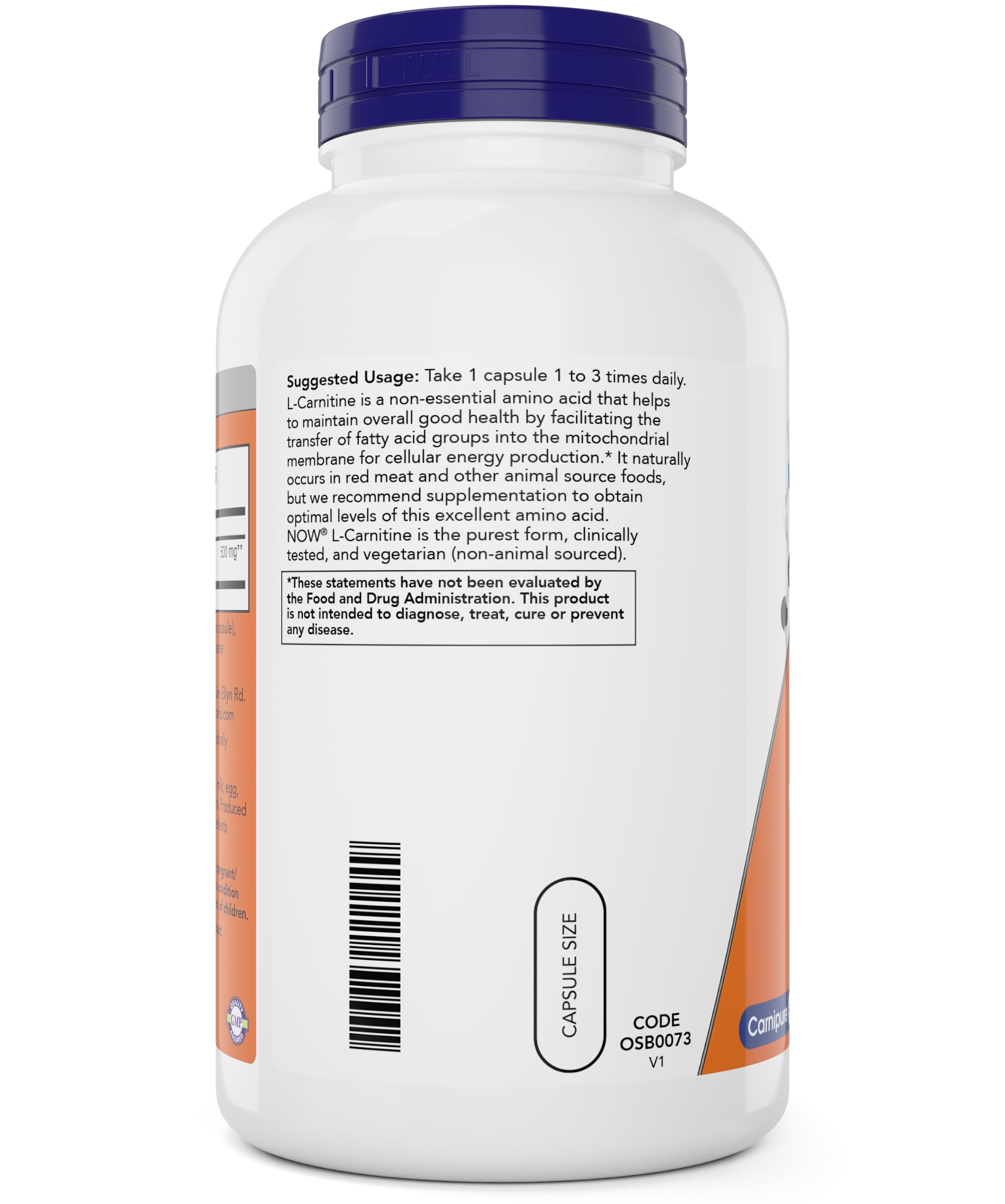 NOW Foods L-Carnitine 500 mg capsules pour demonstrates convenient daily use.