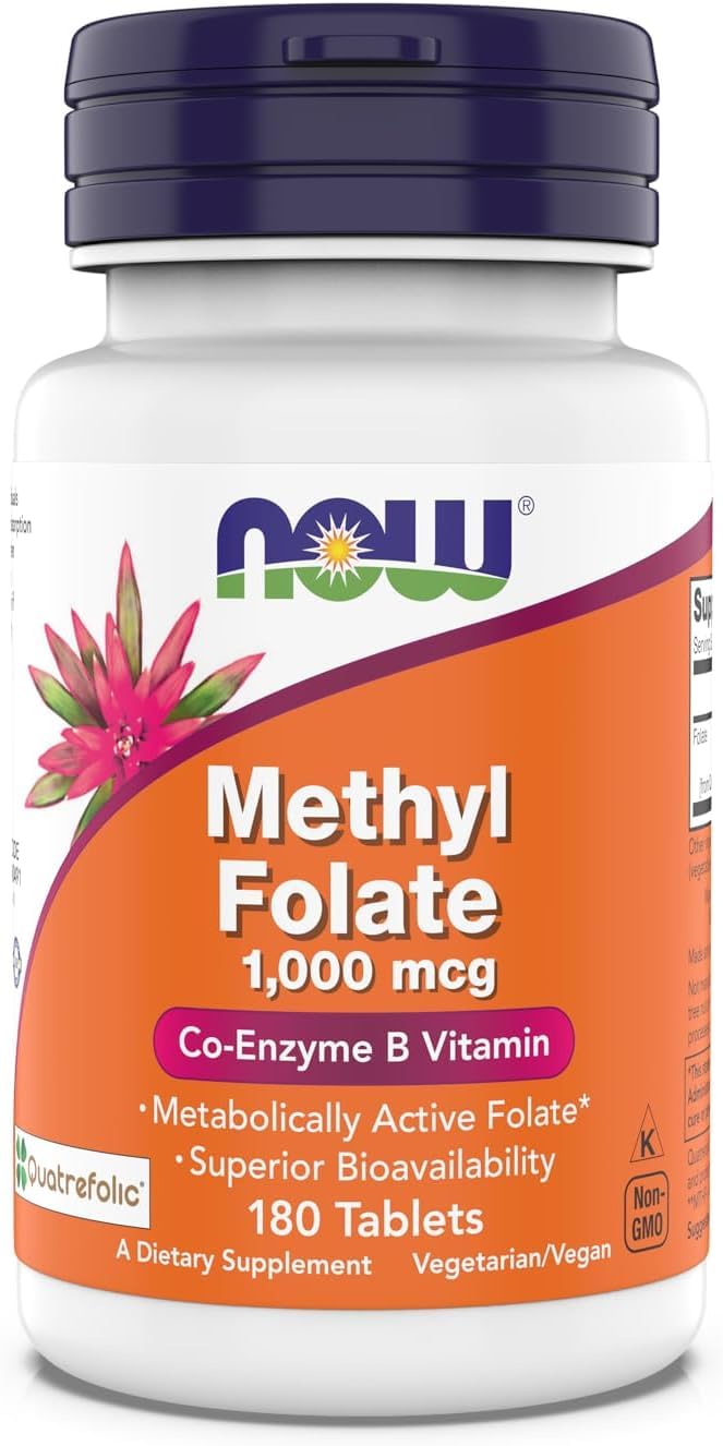 NOW Foods Methyl Folate 1000 mcg bottle front for daily supplement use