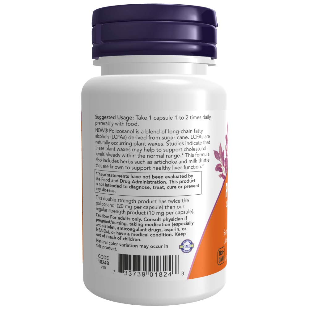 NOW Foods Policosanol long-chain fatty alcohols from sugar cane visual.