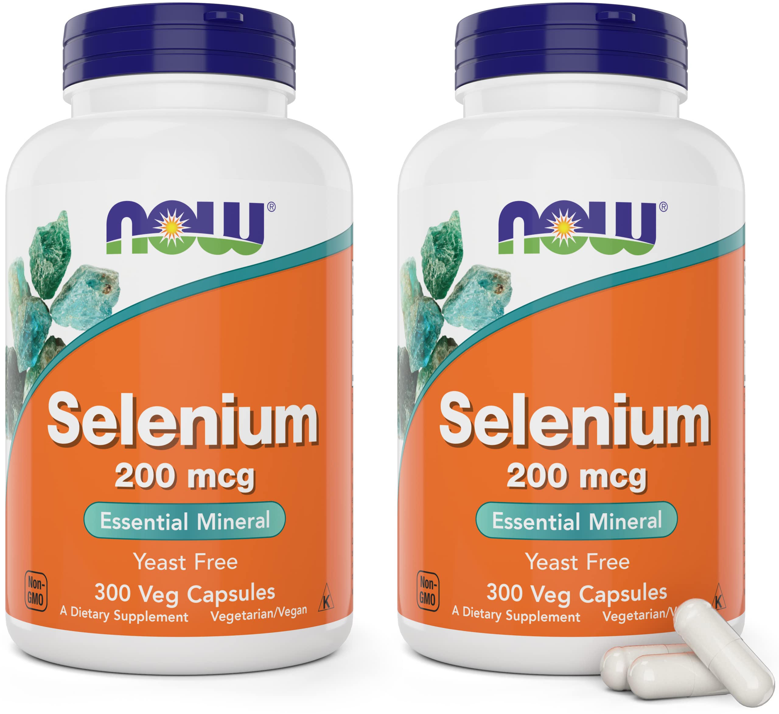 NOW Foods selenium 200mcg capsules bottle front view for daily antioxidant support