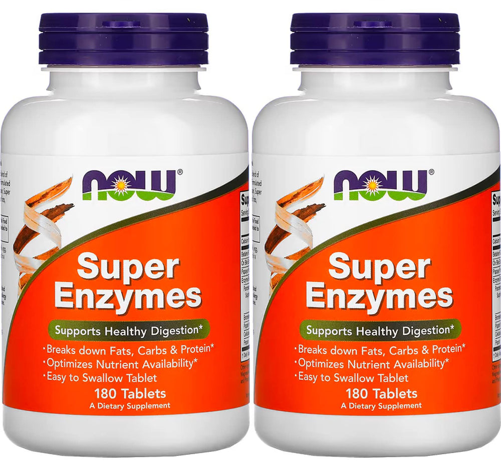 NOW Foods Super Enzymes bottle front for convenient daily enzyme support