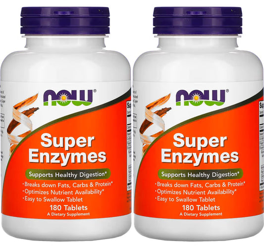 NOW Foods Super Enzymes bottle front for convenient daily enzyme support