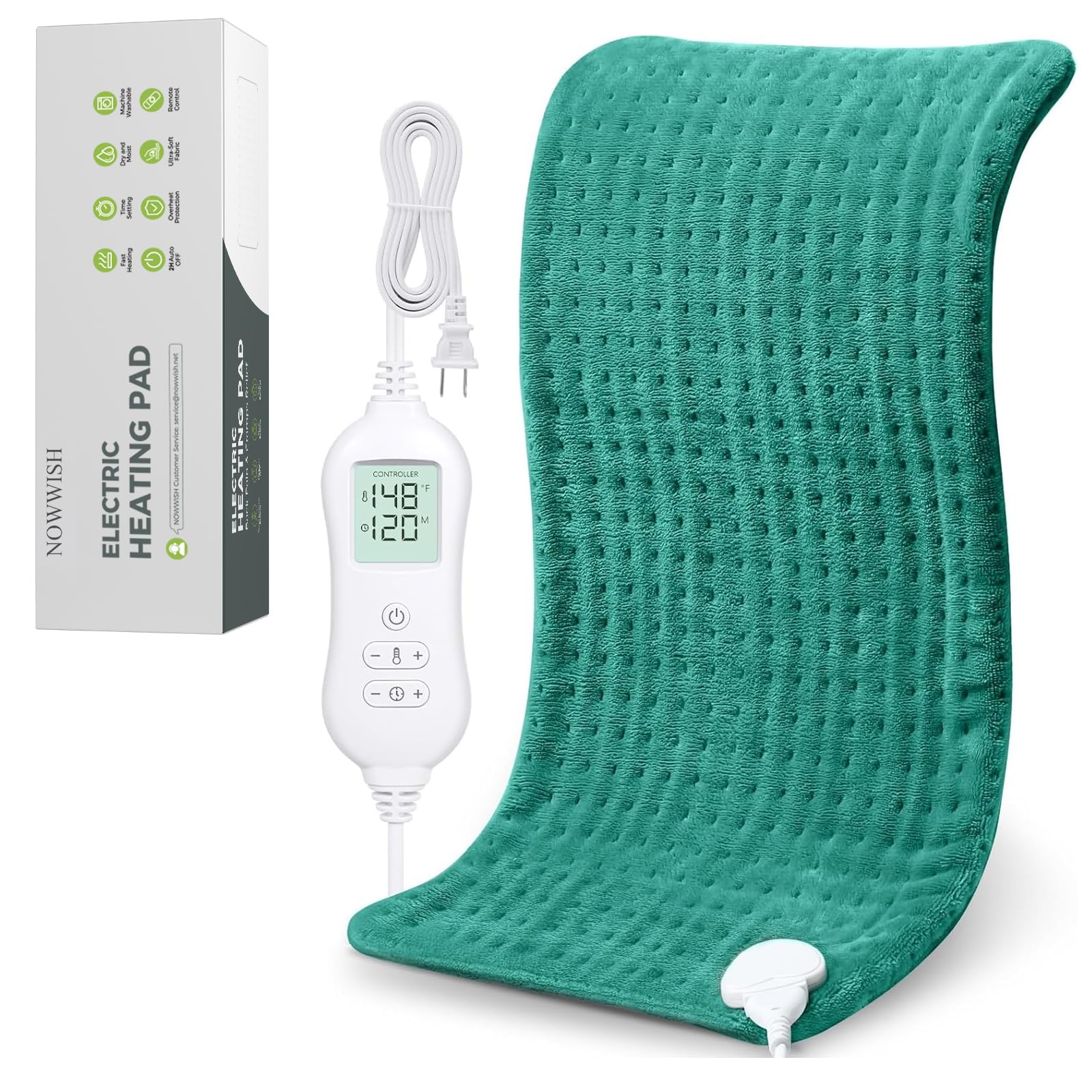 NOWWISH heating pad offers full-back coverage, ideal for relaxing evenings and targeted warmth.