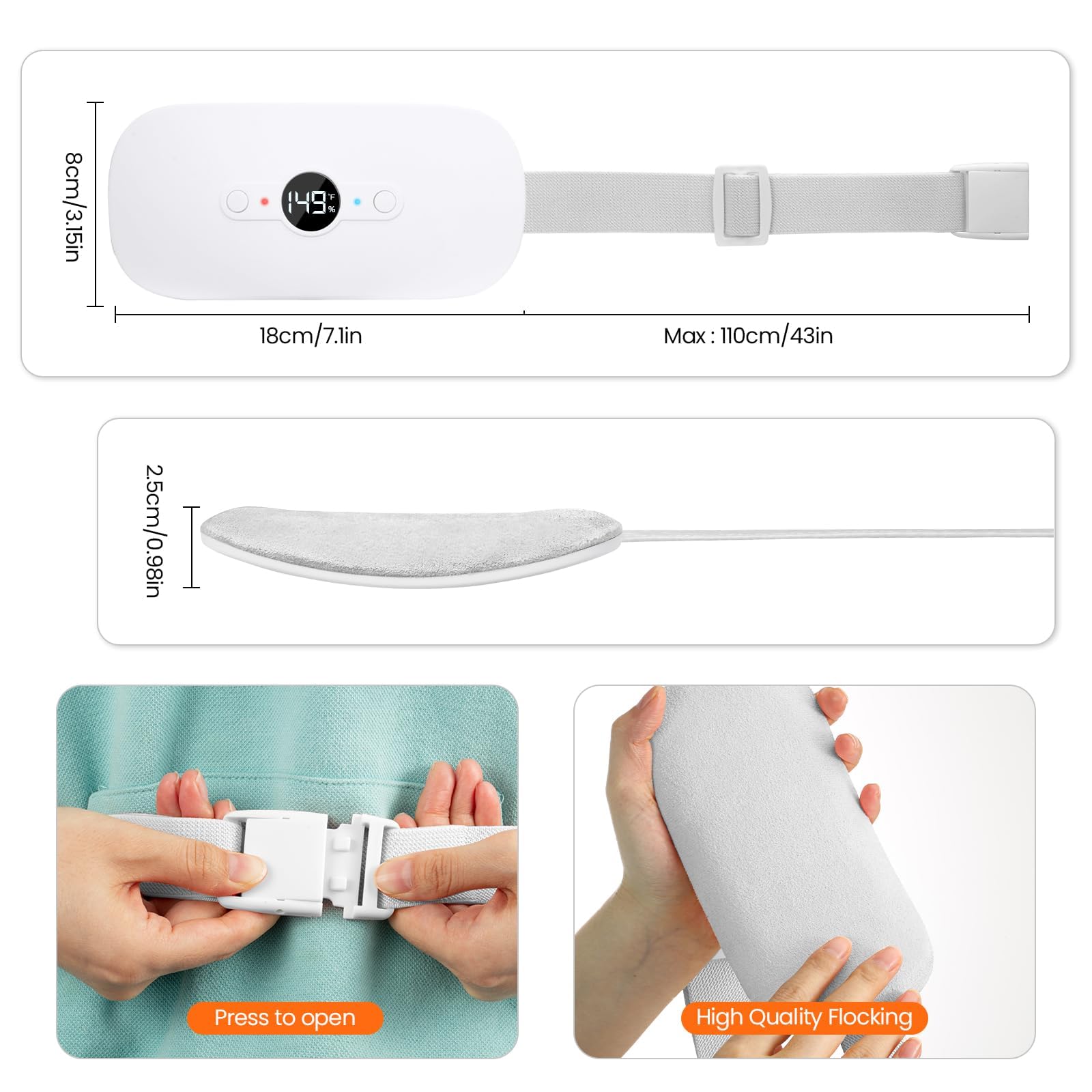 NOWWISH portable heating pad in a compact case fits bags for travel.