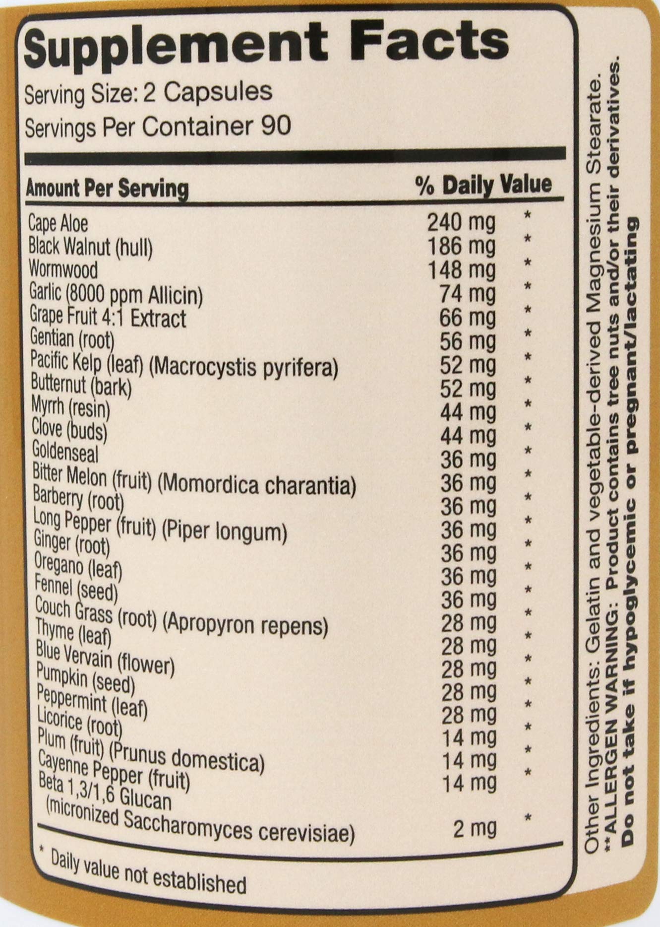 NSC Immunition Immucleanse bottle back lists ingredients for GI cleansing