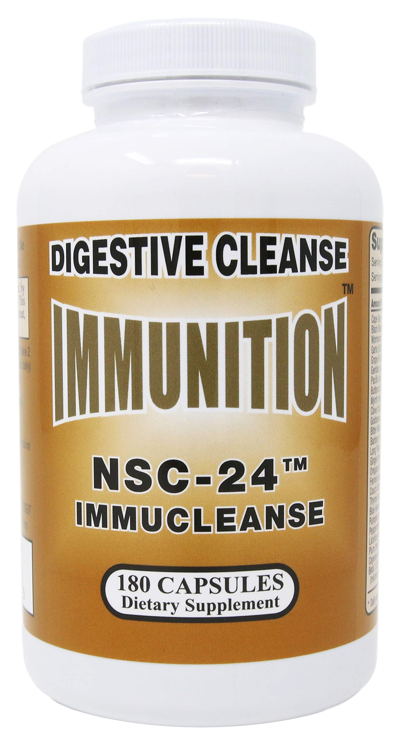 NSC Immunition Immucleanse bottle front shows digestive detox support and capsule count