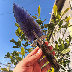 NsmjodStone Opal Obsidian Arrowhead Knife on display, ideal for collection and meditation energy.