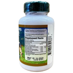 Nu-Health Sheep Placenta Complex bottle label closeup emphasizes freshness and USA origin.