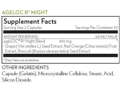ageLOC R2 Night capsules ready for evening use to support vitality.