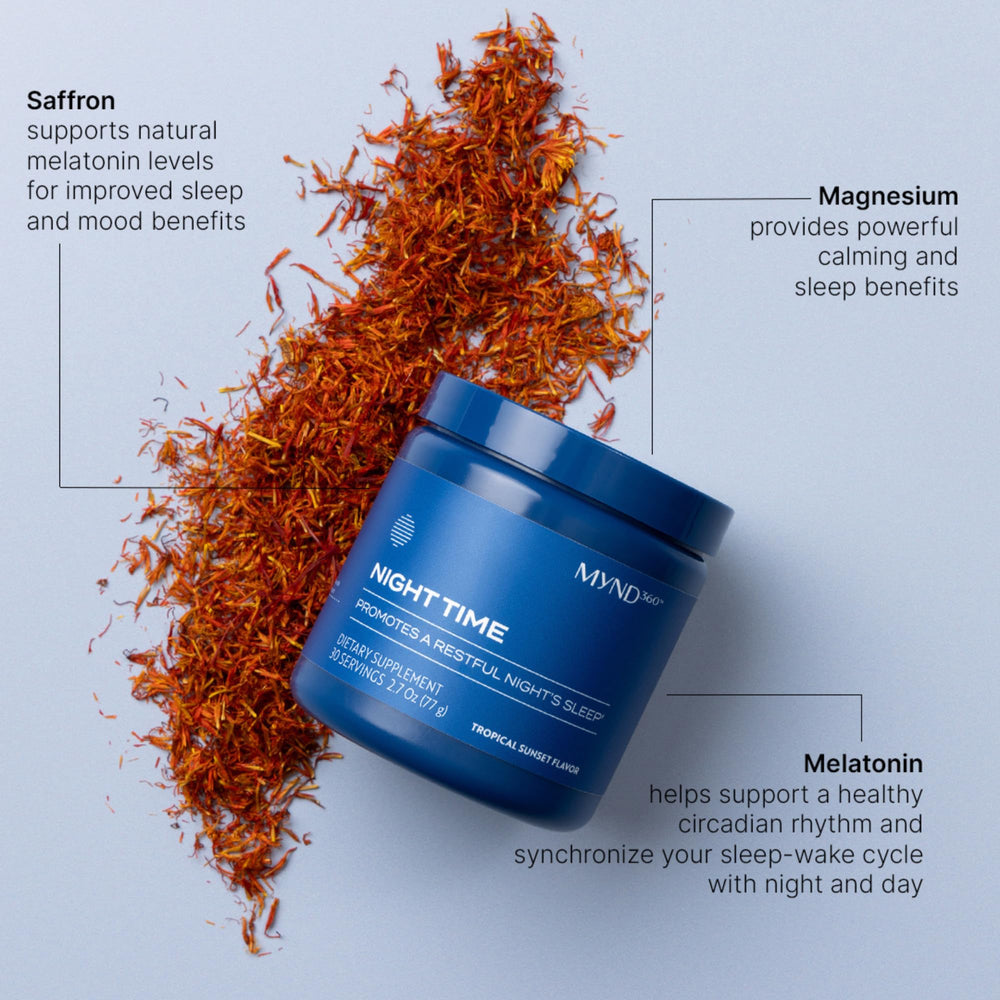 Nu Skin MYND360 hot-water mix fizzing before sleep.