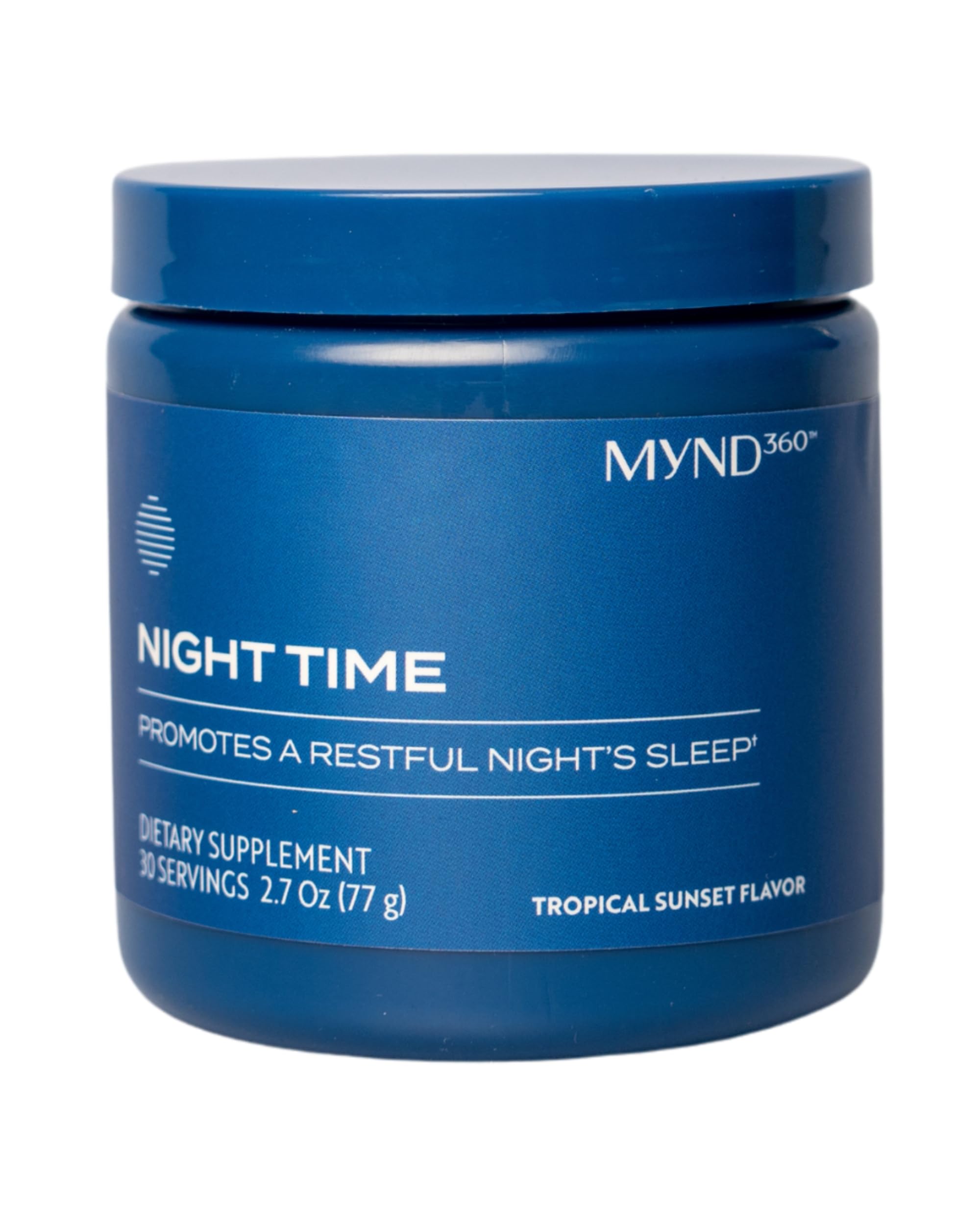 Nu Skin MYND360 powder jar for a calming bedtime ritual and restful sleep.