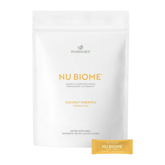 Nu Skin Nu Biome packet dissolving in water for daily gut support