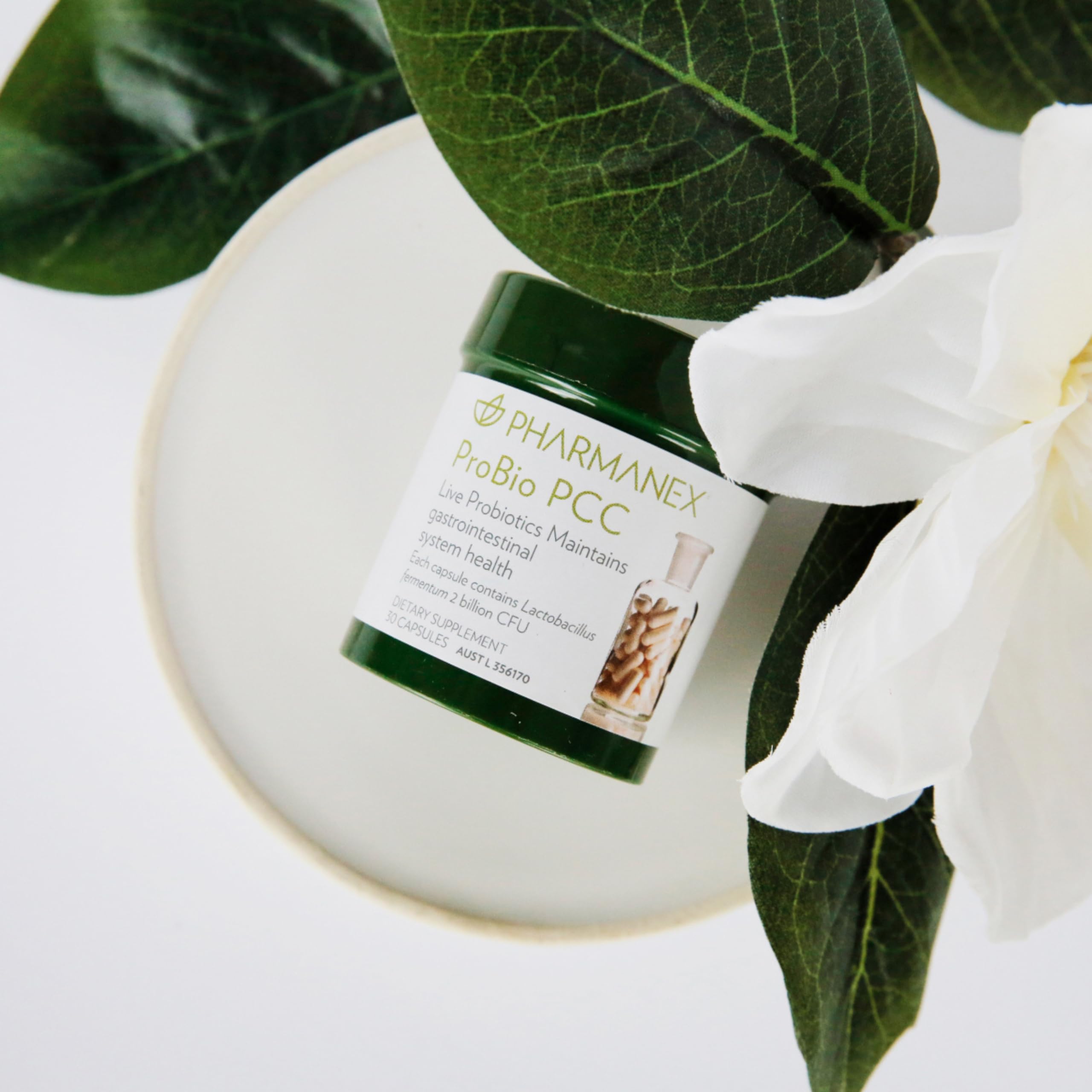 Nu Skin ProBio PCC on-the-go routine suggests convenient daily capsule intake.