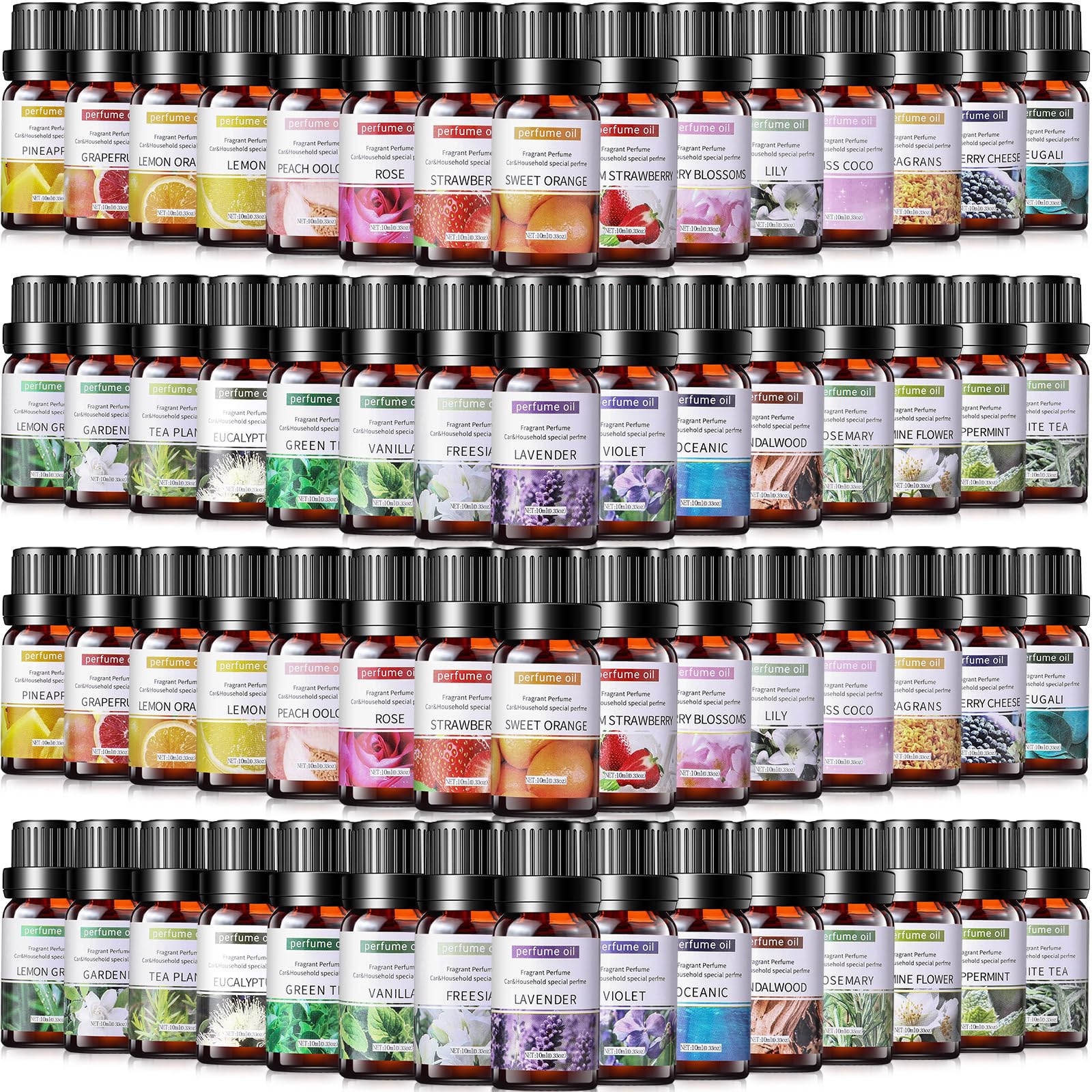 Nuanchu 108-bottle essential oil set for diverse DIY blends and diffusers.