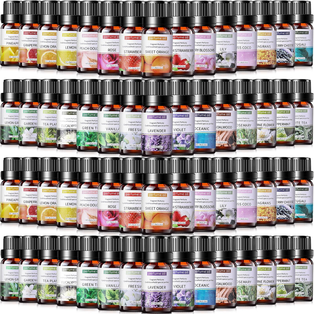 Nuanchu 52-bottle essential oil set on display for easy selection