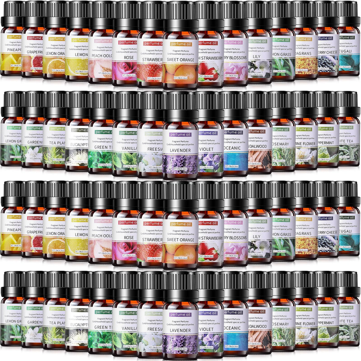 Nuanchu 60-oil set for diffuser use and mood enhancement.
