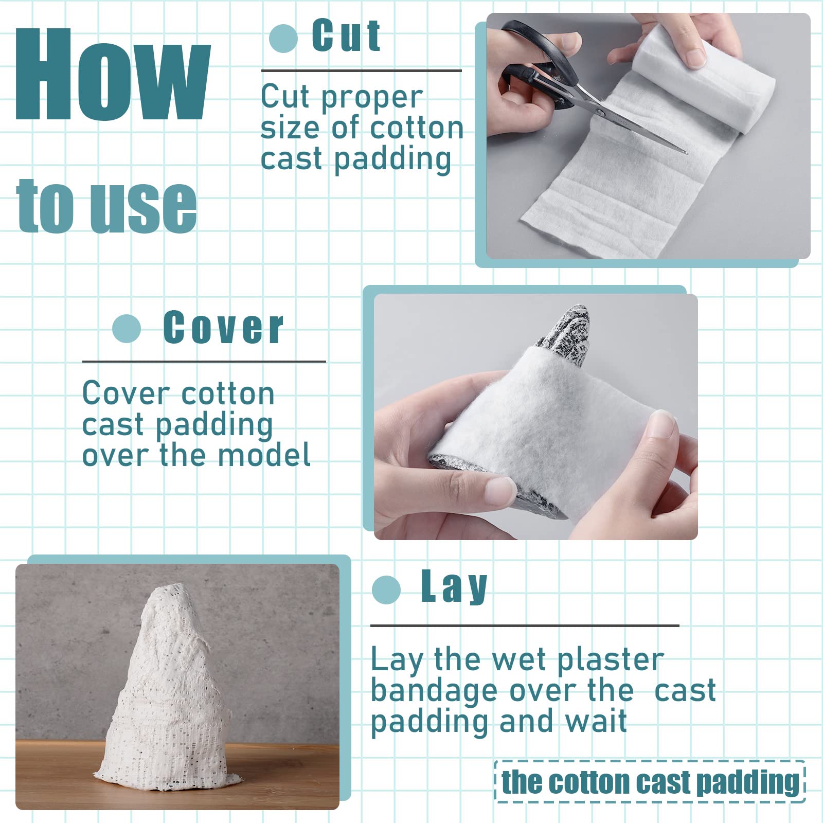Nuanchu cast padding wrap, 4 inch by 10 cm size, easy to trim to fit