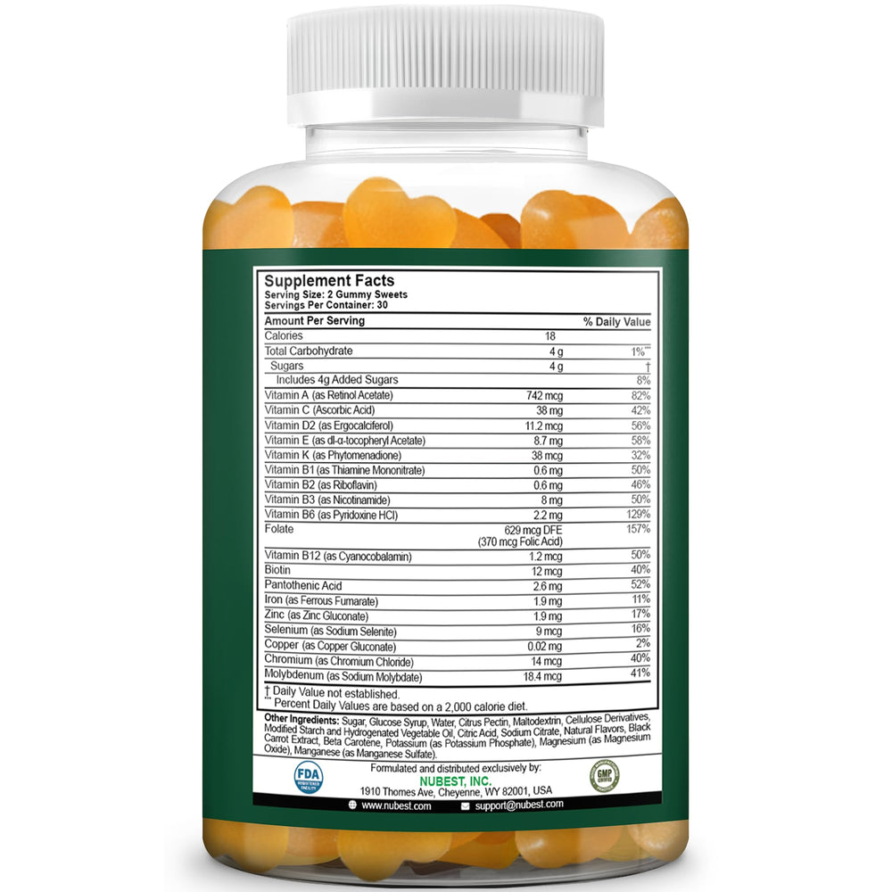 NuBest Immune Gummies ingredients panel highlights key vitamins