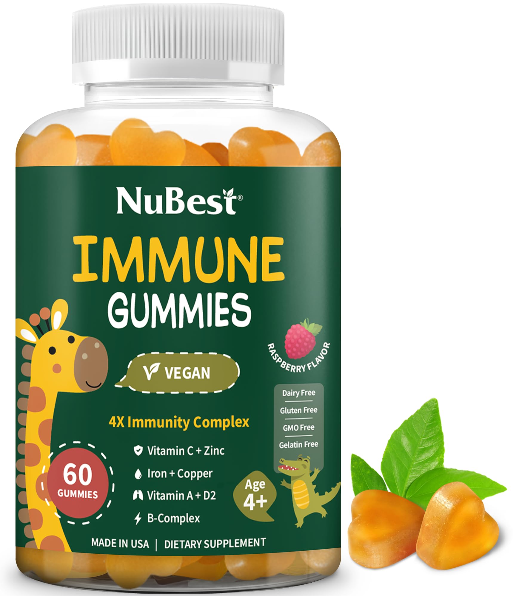NuBest Immune Gummies raspberry bottle for daily kid immune support