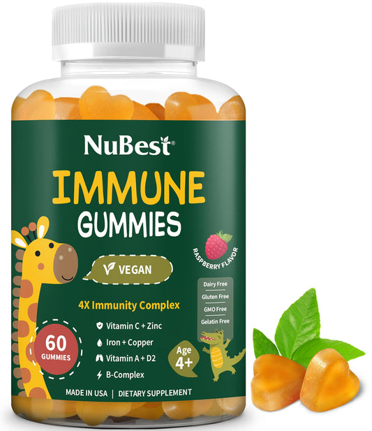 NuBest Immune Gummies raspberry bottle for daily kid immune support