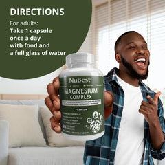NuBest Magnesium Glycinate capsules close-up emphasizes easy-to-swallow capsules for daily use.