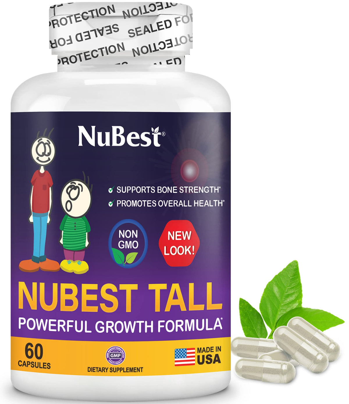 NuBest Tall bottle with capsules highlighting bone strength support